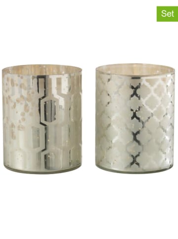 J Line 2er-Set: Windlichter in Silber - (H)15 x Ø 12 cm