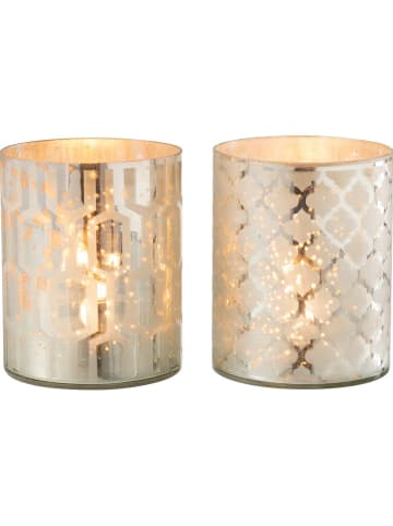 J Line 2er-Set: Windlichter in Silber - (H)15 x Ø 12 cm