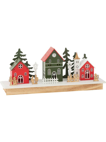 Dekoracja LED "Winter" w kolorze beżowo-czerwono-zielonym - 44 x 18,5 x 12 cm