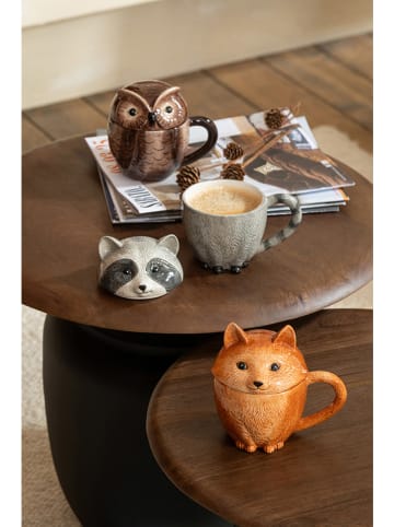 J Line Kubki (3 szt.) "Animals" w kolorze pomarańczowo-szaro-brązowym - wys. 14 cm