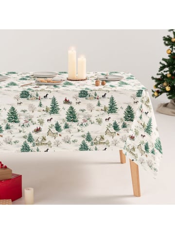 GAMUSI Tafellaken "Yulvin" wit/groen/lichtbruin