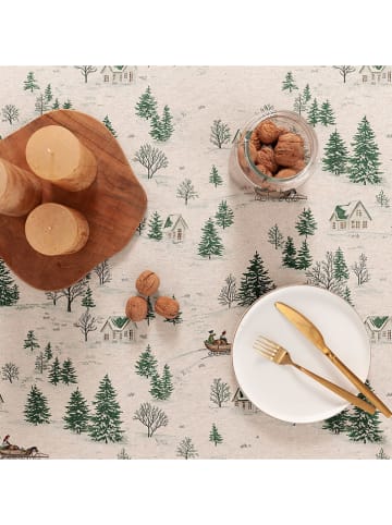 GAMUSI Obrus "Glint" w kolorze kremowo-zielonym