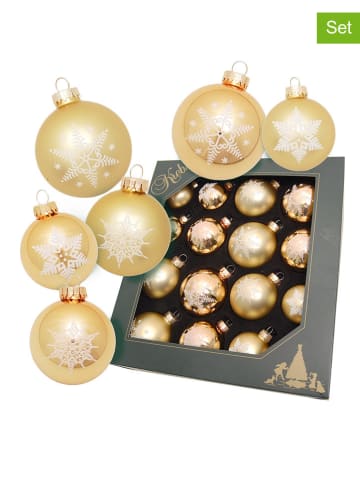 Krebs Glas Lauscha 16er-Set: Christbaumkugeln in Gold