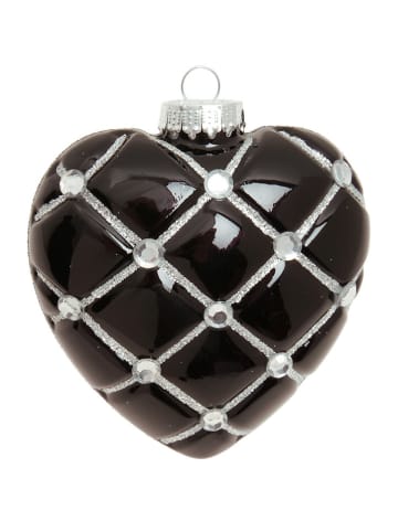 Krebs Glas Lauscha Christbaumornament "Herz" in Schwarz - (H)10 cm