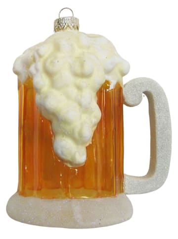 Krebs Glas Lauscha Christbaumornament "Bierkrug" in Hellbraun - (L)12 cm