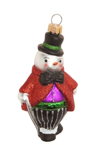 Krebs Glas Lauscha Christbaumornament "Schneeman" in Bunt - (H)11 cm