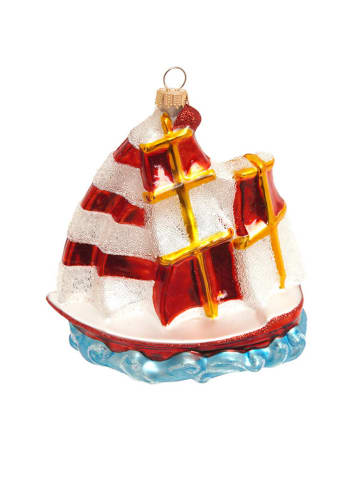 Krebs Glas Lauscha Ozdoba choinkowa w kolorze czerwono-białym - wys. 12 cm