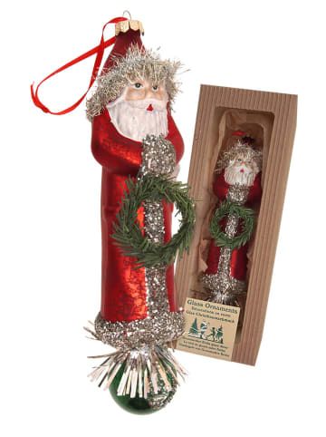 Krebs Glas Lauscha Christbaumornament "Santa" in Rot - (H)25 cm