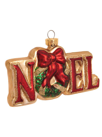 Krebs Glas Lauscha Kerstboomornament "Noel" rood - (B)7 cm