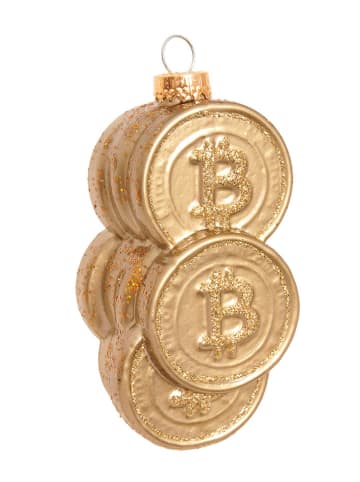 Krebs Glas Lauscha Kerstboomornament "Bitcoin" goudkleurig - (H)9 cm