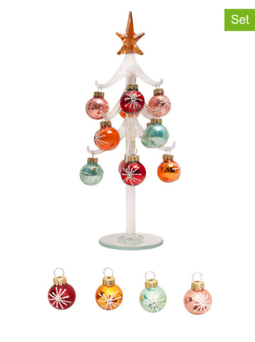 Krebs Glas Lauscha 12tlg. Set: Deko-Weihnachtsbaum in Bunt - (H)25 cm