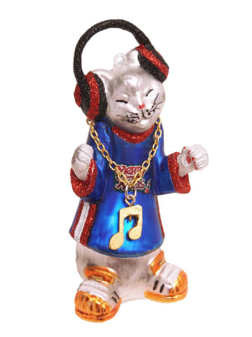 Krebs Glas Lauscha Christbaumornament "DJ-Kater" in Bunt - (H)13 cm