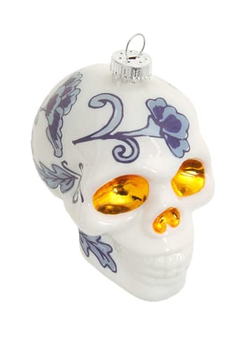 Krebs Glas Lauscha Kerstboomornament "Doodshoofd" wit - (H)10 cm