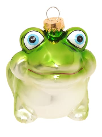 Krebs Glas Lauscha Christbaumornament "Frosch" in Grün - (H)8 cm