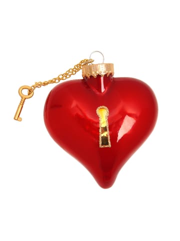 Krebs Glas Lauscha Christbaumornament "Herz" in Rot - (H)8 cm