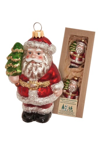 Krebs Glas Lauscha Christbaumornamente "Santa" in Bunt - 2 Stück - (H)11 cm