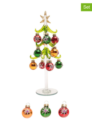 Krebs Glas Lauscha 12-delige set: decokerstboom meerkleurig - (H)25 cm