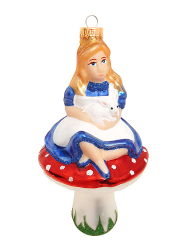 Krebs Glas Lauscha Christbaumornament "Alice auf dem Pilz" in Bunt - (H)15 cm