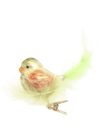 Krebs Glas Lauscha Christbaumornament "Vogel mit Federnest" in Grün - (B)15 cm