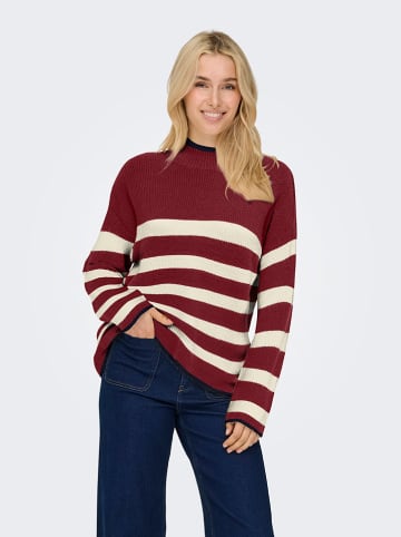 ONLY Sweter w kolorze czerwono-kremowym