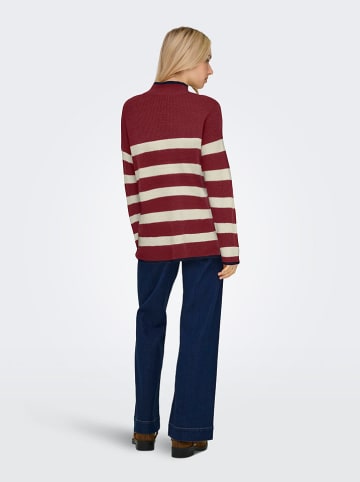ONLY Sweter w kolorze czerwono-kremowym