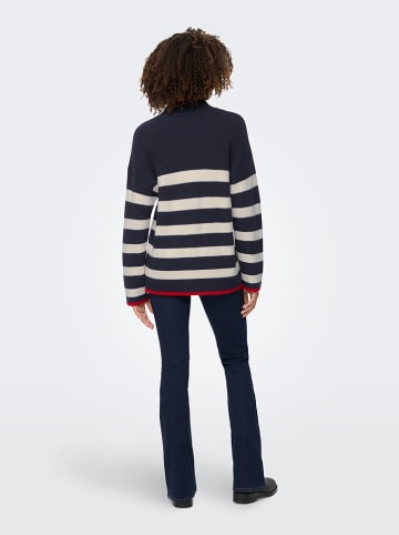 ONLY Trui donkerblauw/wit/rood