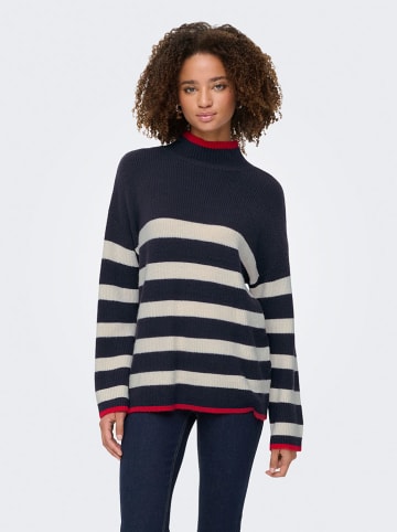 ONLY Trui donkerblauw/wit/rood
