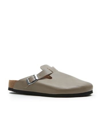 Comfortfusse Leder-Clogs in Beige
