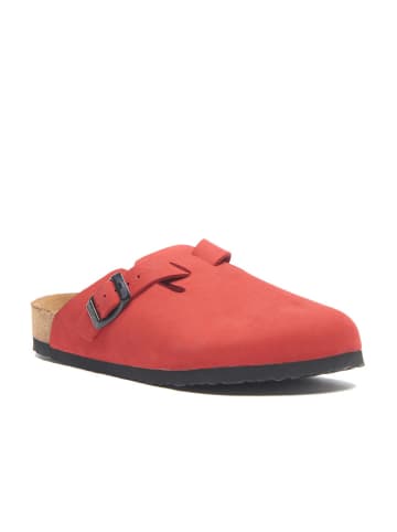 Comfortfusse Leder-Clogs in Rot