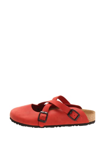 Comfortfusse Leder-Clogs in Rot