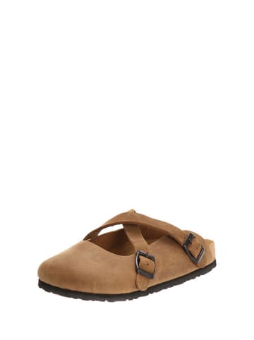Comfortfusse Leder-Clogs in Sand