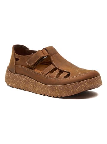 Comfortfusse Leder-Slipper in Hellbraun