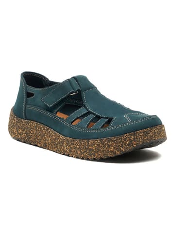 Comfortfusse Leder-Slipper in Petrol