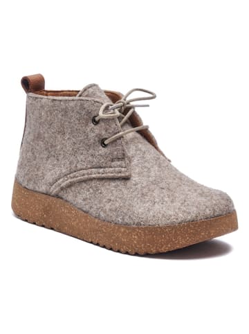Comfortfusse Woll-Schnürschuhe in Beige