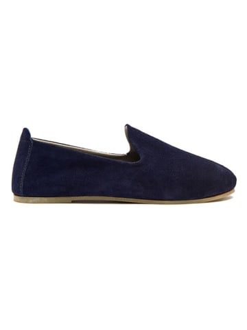 Comfortfusse Leder-Slipper in Dunkelblau