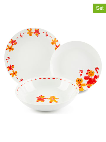 Trendy Kitchen by EXCÉLSA 18tlg. Tafelservice "Ginger Boy & Girl" in Weiß/ Rot/ Orange