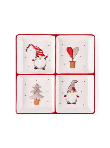 Trendy Kitchen by EXCÉLSA Servierteller "Gnomo" in Weiß/ Rot - (L)20 x (B)20 cm