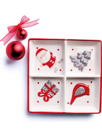 Trendy Kitchen by EXCÉLSA Servierteller "Xmas Country Style" in Weiß/ Rot - (L)19,5 x (B)19,5 cm