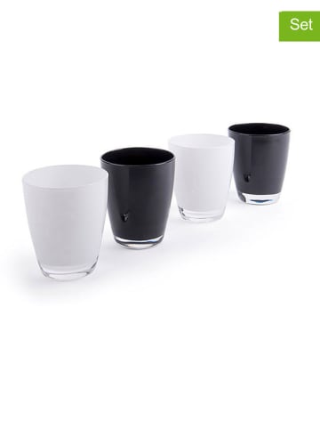 Trendy Kitchen by EXCÉLSA 4er-Set: Gläser "Happy Colour" in Schwarz/ Weiß - 300 ml