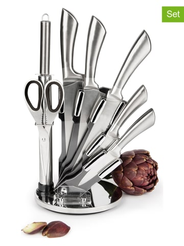 Trendy Kitchen by EXCÉLSA 8tlg. Messerblock-Set "Jazz Cook" in Silber