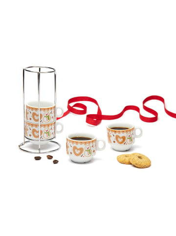 Trendy Kitchen by EXCÉLSA 5-częściowy zestaw "Wonderful Ginger" w kolorze biało-jasnobrązowym do kawy