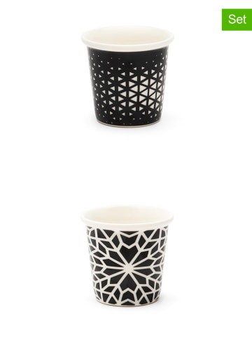 Trendy Kitchen by EXCÉLSA 6-delige set: koffiekoppen zwart/wit - 90 ml