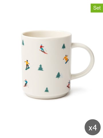 Trendy Kitchen by EXCÉLSA 4-delige set: koffiekoppen "Cortina" wit - 300 ml