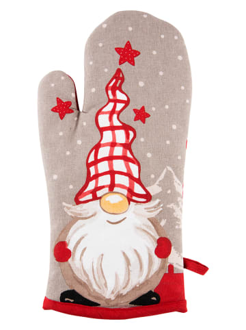 Trendy Kitchen by EXCÉLSA Rękawica kuchenna "Gnome" w kolorze czerwono-szarym - 32 x 18 cm