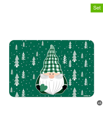 Trendy Kitchen by EXCÉLSA 6er-Set: Tischsets "Green Winter" in Grün/ Weiß - (L)43,5 x (B)29 cm