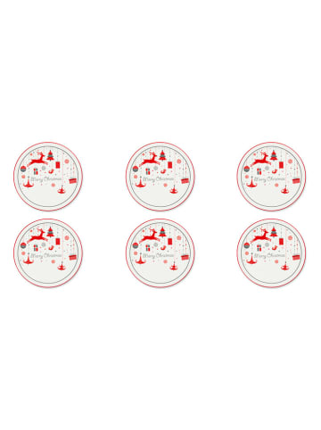 Trendy Kitchen by EXCÉLSA 6er-Set: Servierteller "Merry Christmas" in Weiß/ Rot - Ø 31 cm