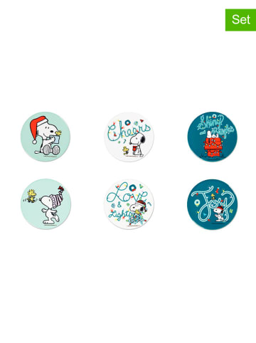 Trendy Kitchen by EXCÉLSA 6er-Set: Untersetzer ''Peanuts Shiny & Bright'' in Blau/ Mint - Ø 10,5 cm