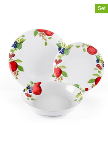Trendy Kitchen by EXCÉLSA 18tlg. Tafelservice "Apple" in Weiß/ Grün/ Rot