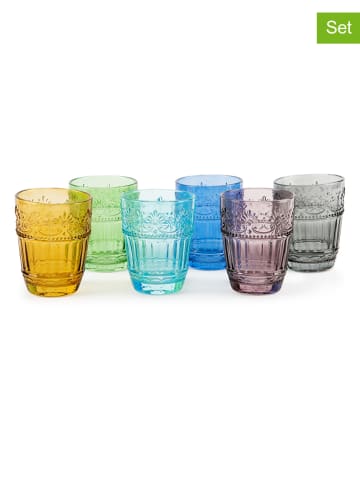 Trendy Kitchen by EXCÉLSA 6-delige set: glazen "Country Flower" meerkleurig - 300 ml