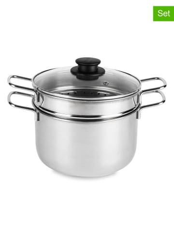 Trendy Kitchen by EXCÉLSA 3-delige pastapanset "Cottura Eco" zilverkleurig/zwart